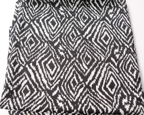 Black and White Diamond Shape Fabric Printed on Light Weight Polyester Crepe by the Yard